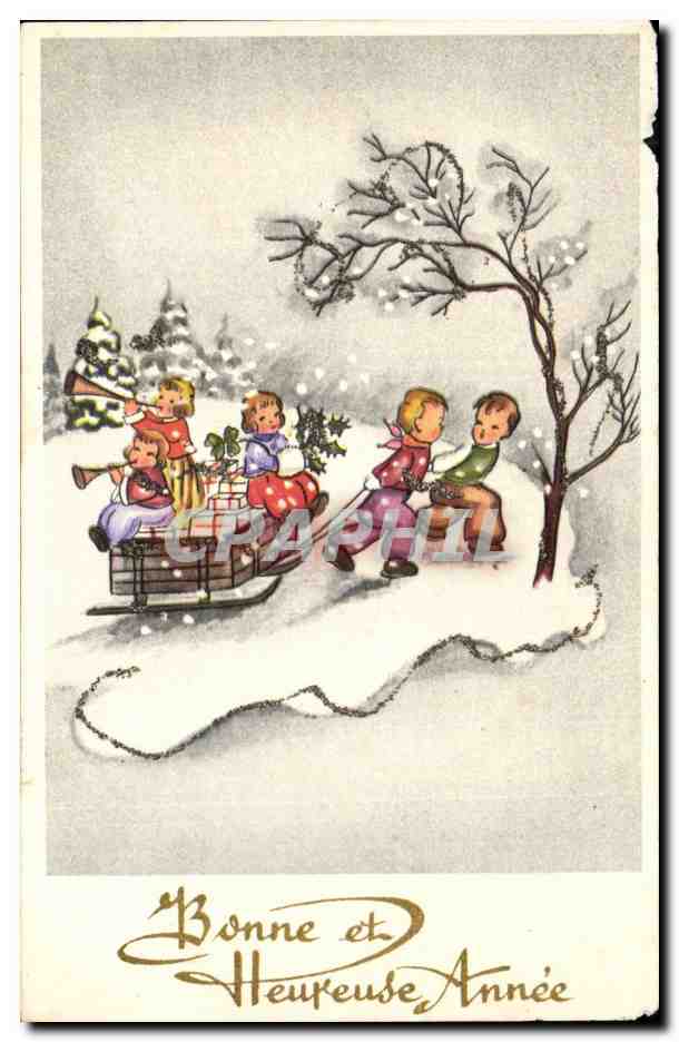 CPA Fantaisie Enfants Luge