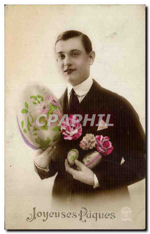 CPA Fantaisie Homme Joyeuses Paques Easter