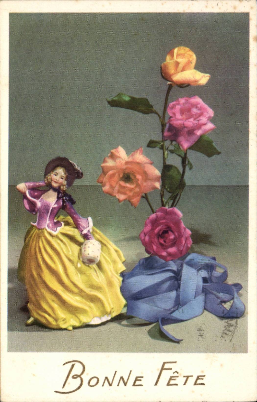 CPA Fantaisie Fleurs Santon