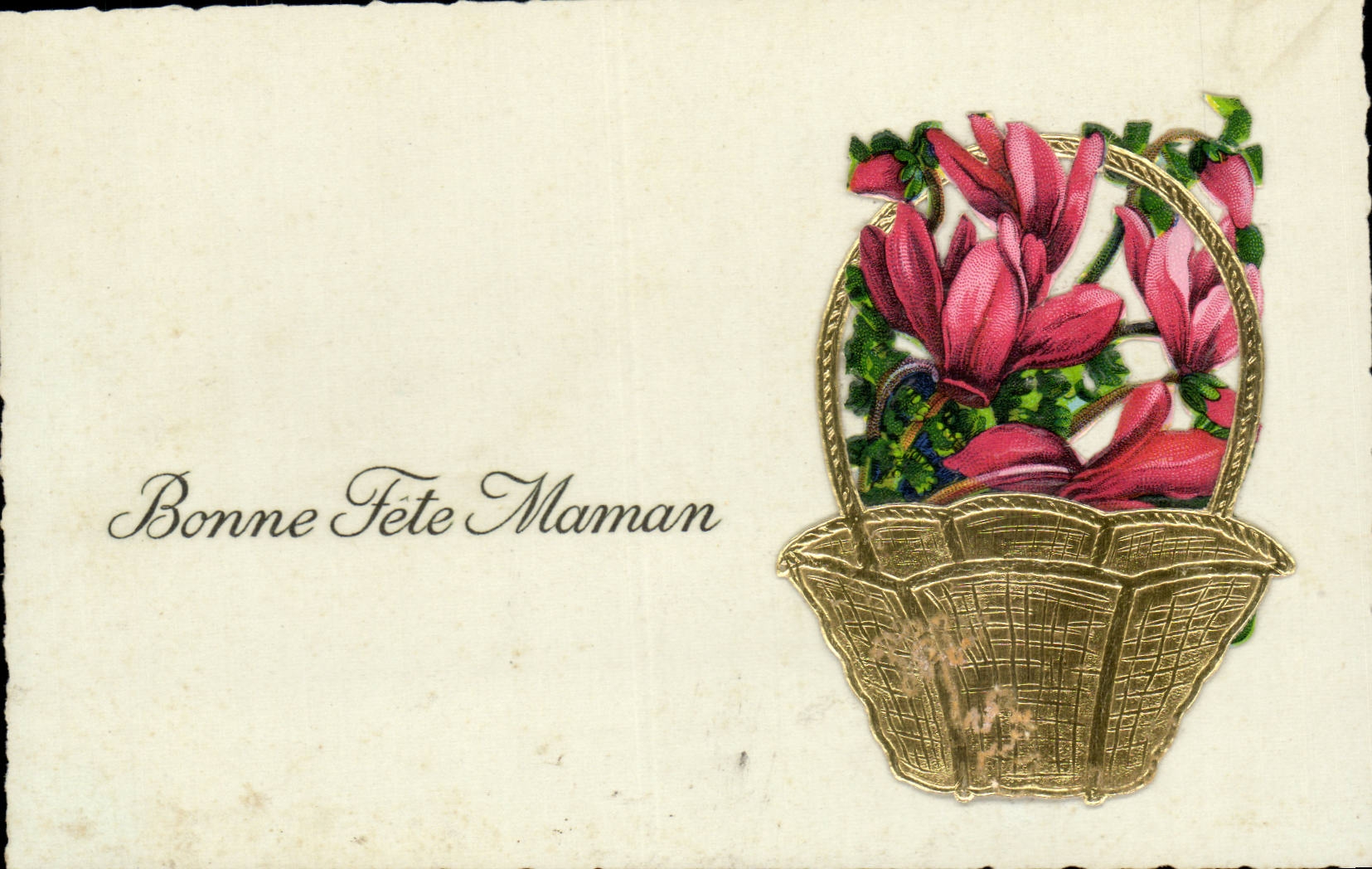 CPA Fantaisie Fleurs Bonne fete maman (panier en relief)