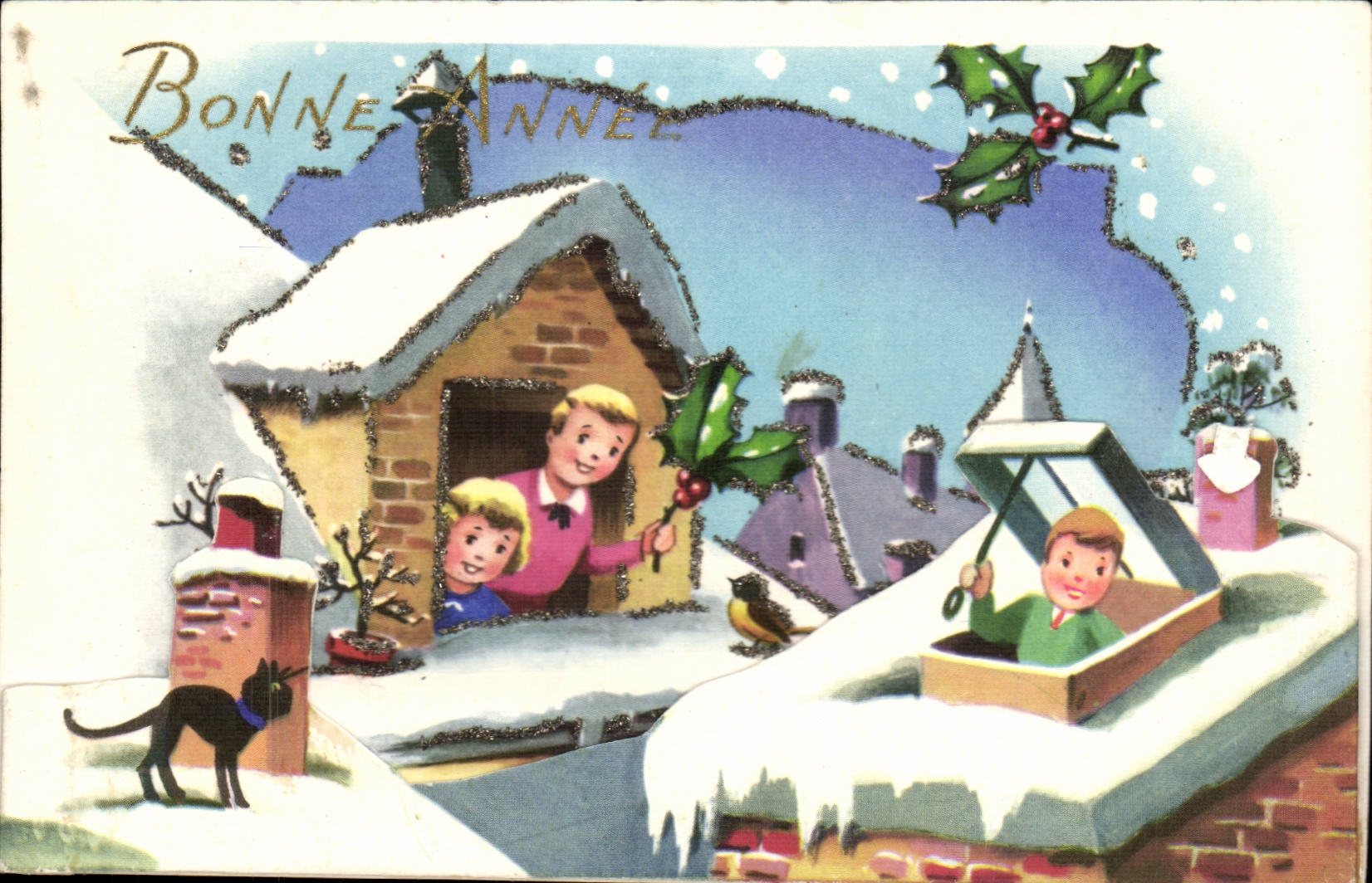 CPA Fantaisie Enfants Bonne annee (en relief)