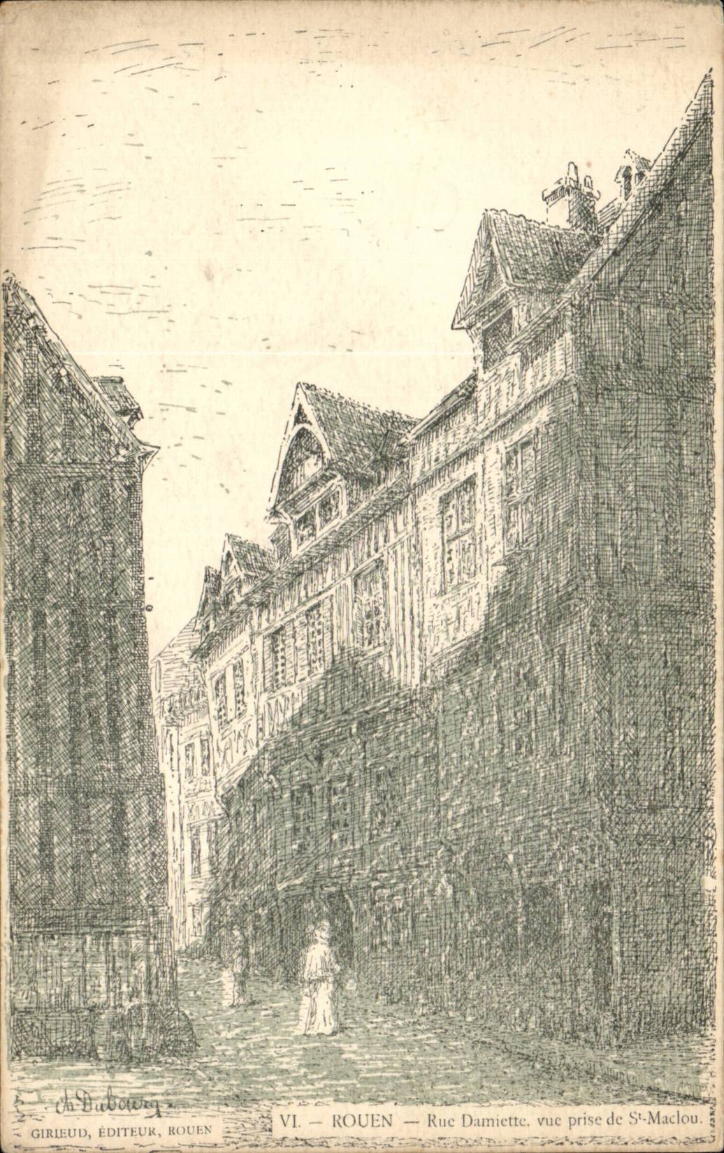 Rouen CPA Rue Damiette vue prise de St Maclou