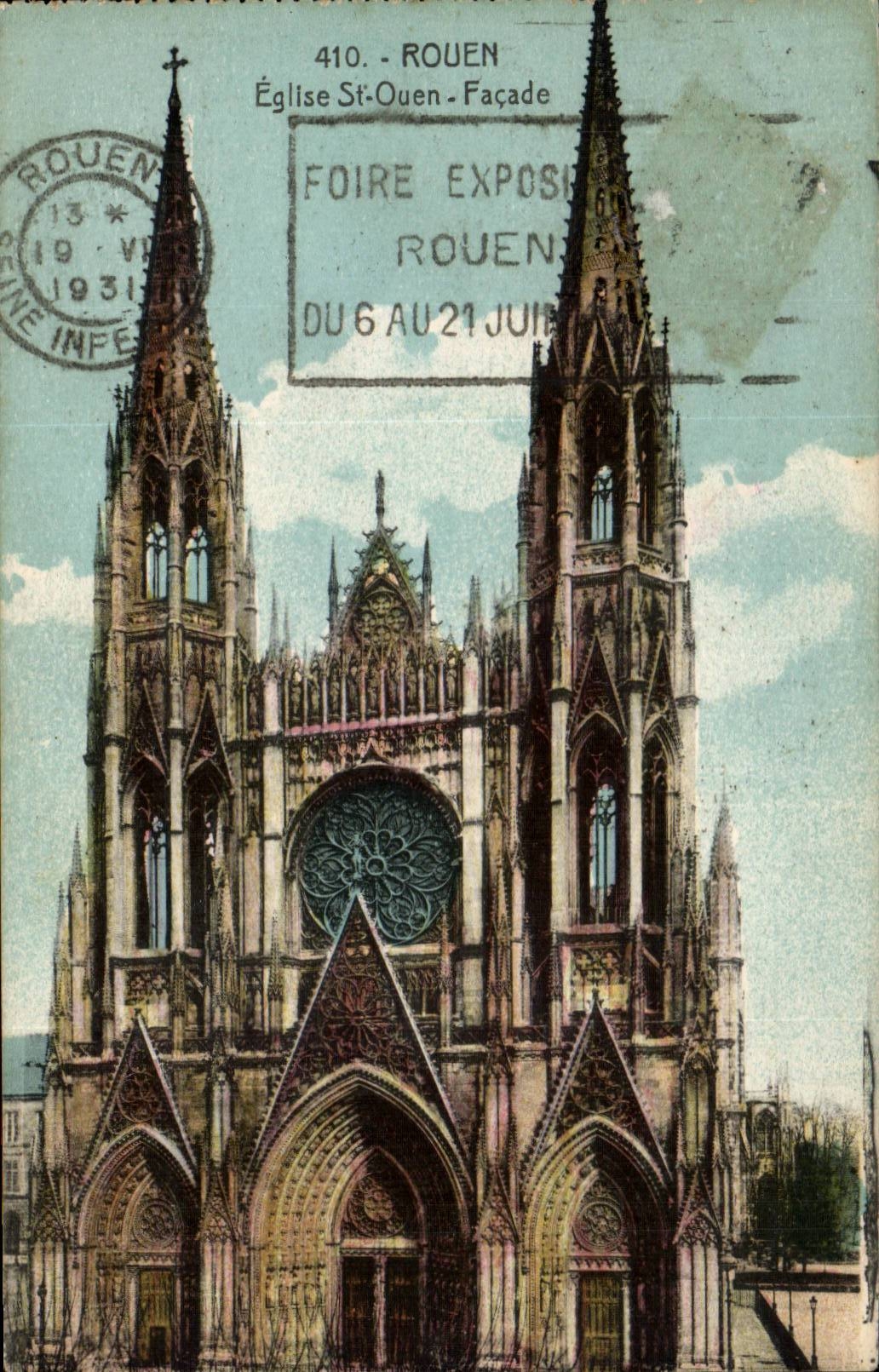 CPA Rouen Eglise St ouen La facade