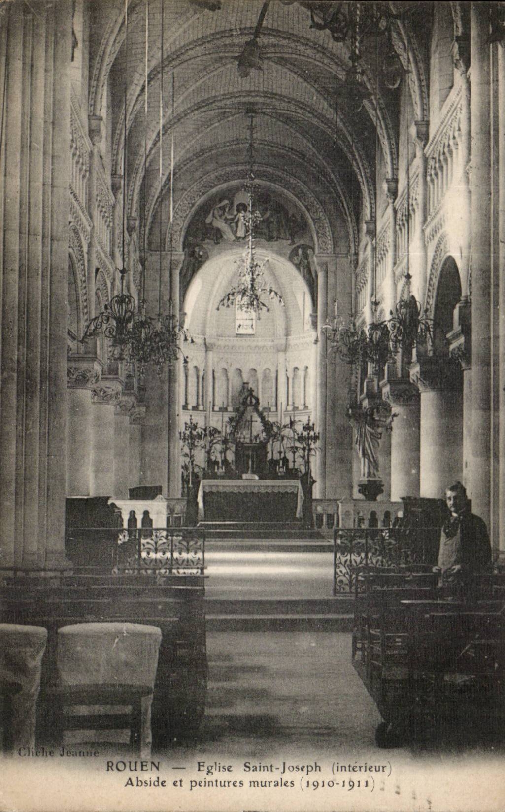 CPA Rouen Eglise Saint Joseph Abside et peintures murales