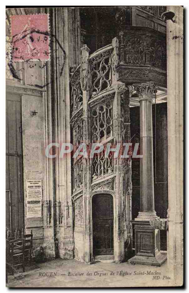 CPA Rouen Escalier des orgues de l'eglise Saint Maclou