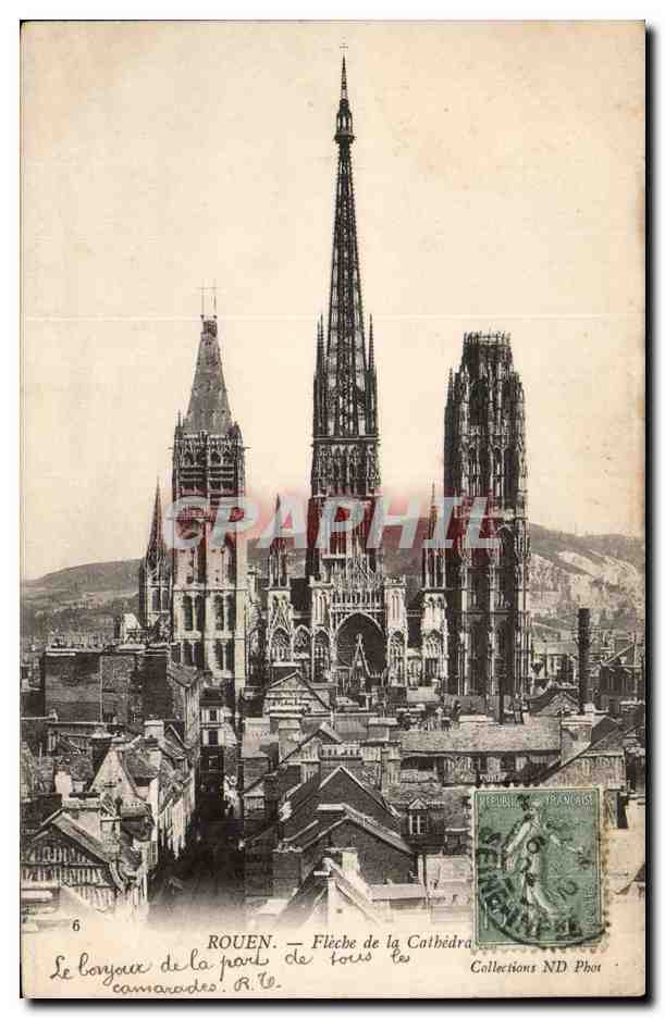 CPA Rouen Fleche de la cathedrale