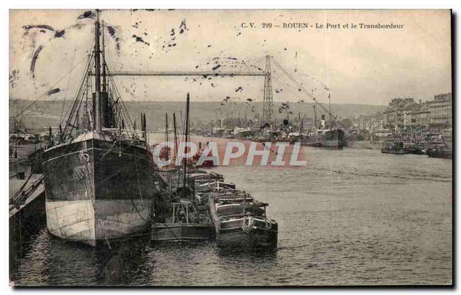 CPA Rouen Le port et le transbordeur