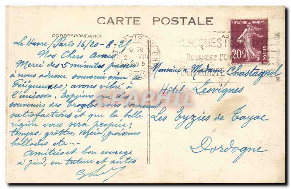 CPA Le Havre La Falaise — Rückseite