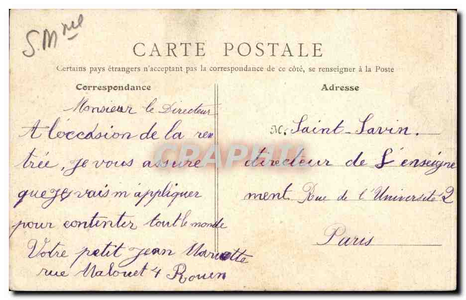CPA Rouen Eglise Saint Sever — Verso