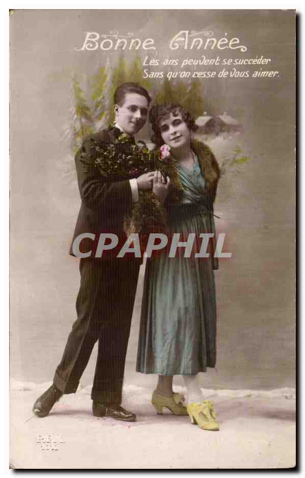 Couple en tenue de soirée — Bonne Année — R.B.L. 1930