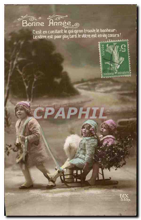 CPA Fantaisie Enfants Luge
