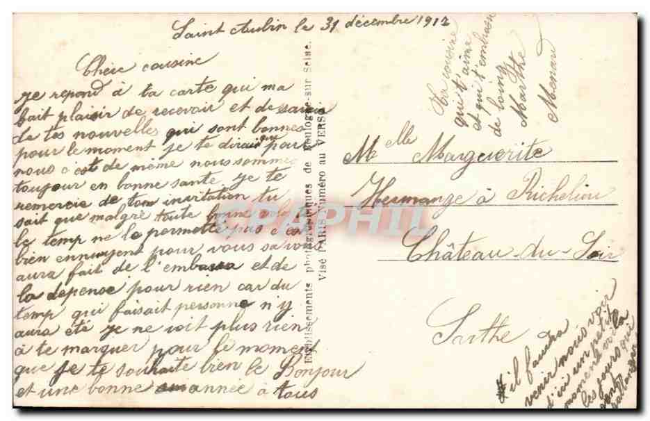 Soldado en uniforme — felicitaciones de fin de año — editor anónimo — Reverso