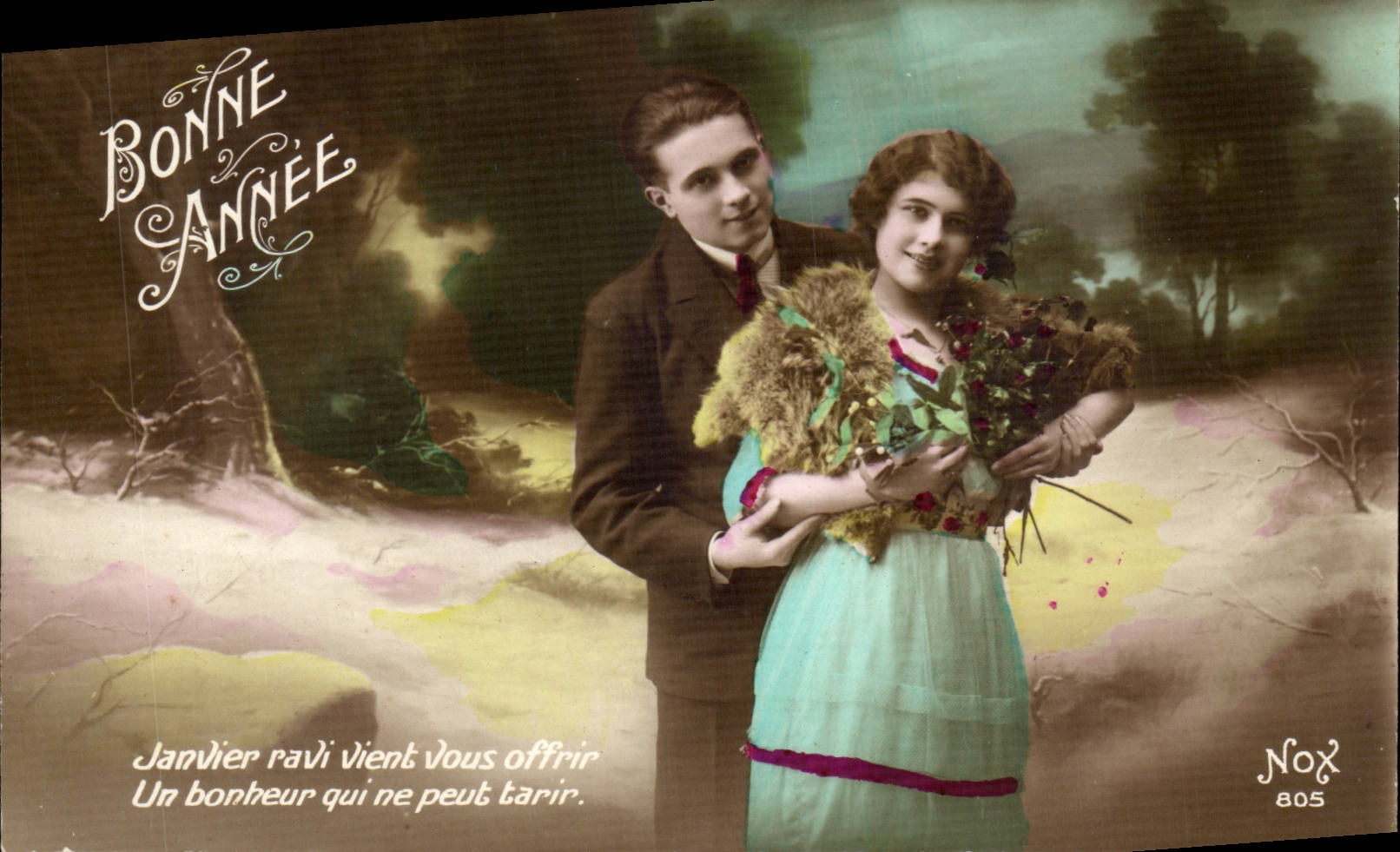 Jeune couple — carte de vœux — Nox 805