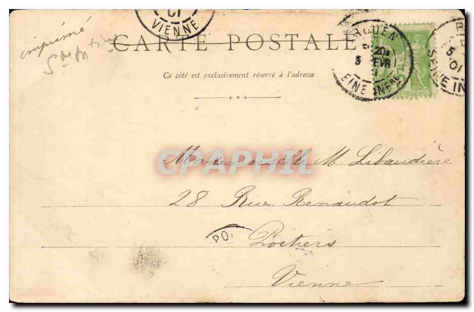 CPA Rouen Eglise St Maclou — Verso