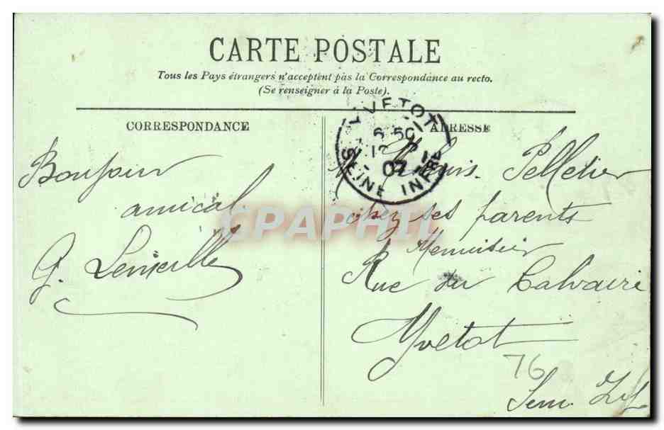 CPA Rouen Staute de Jeanne d'arc et Bourgtheroulde — Rückseite