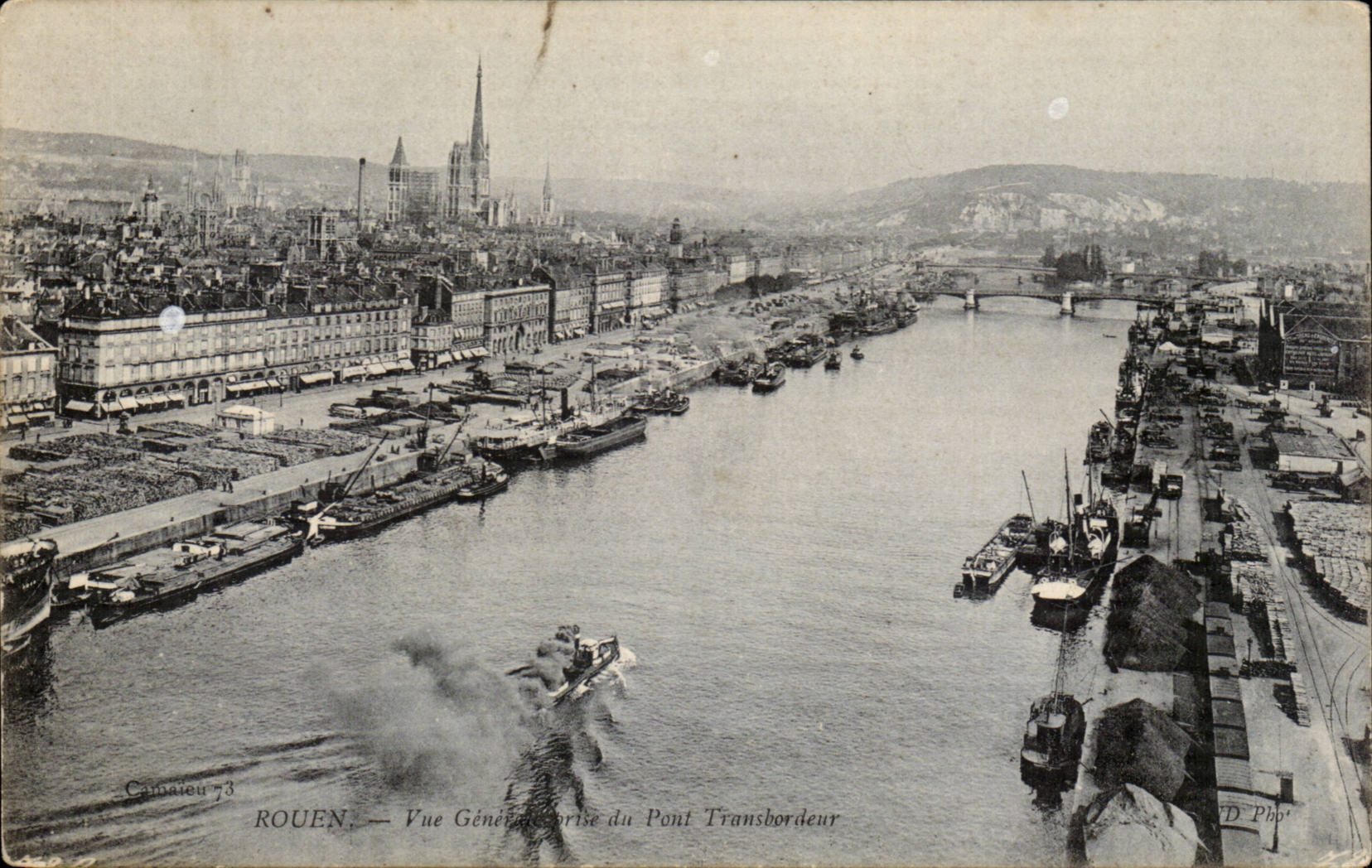 CPA Rouen Vue generale prise du pont transbordeur