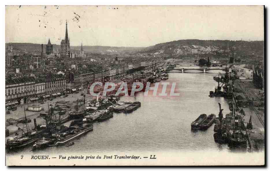 CPA Rouen Vue generale prise du pont transbordeur