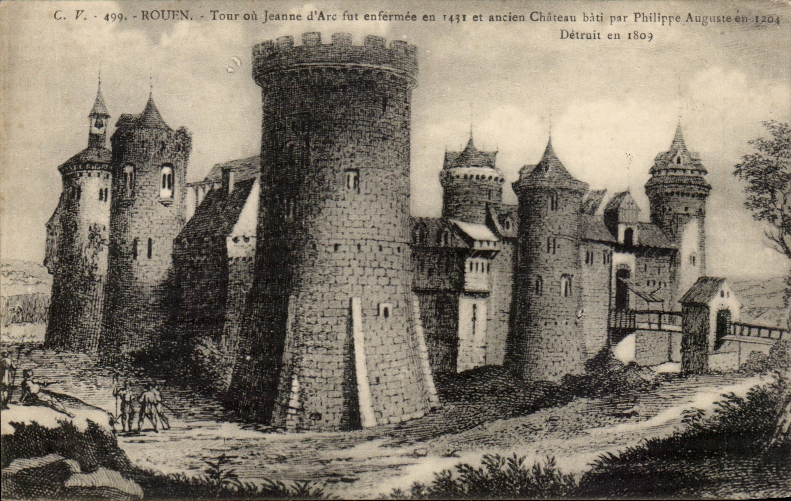 CPA Rouen Tour ou Jeanne d'arc fut enfermee en 1431 et ancien chateau bati par Philippe Auguste 