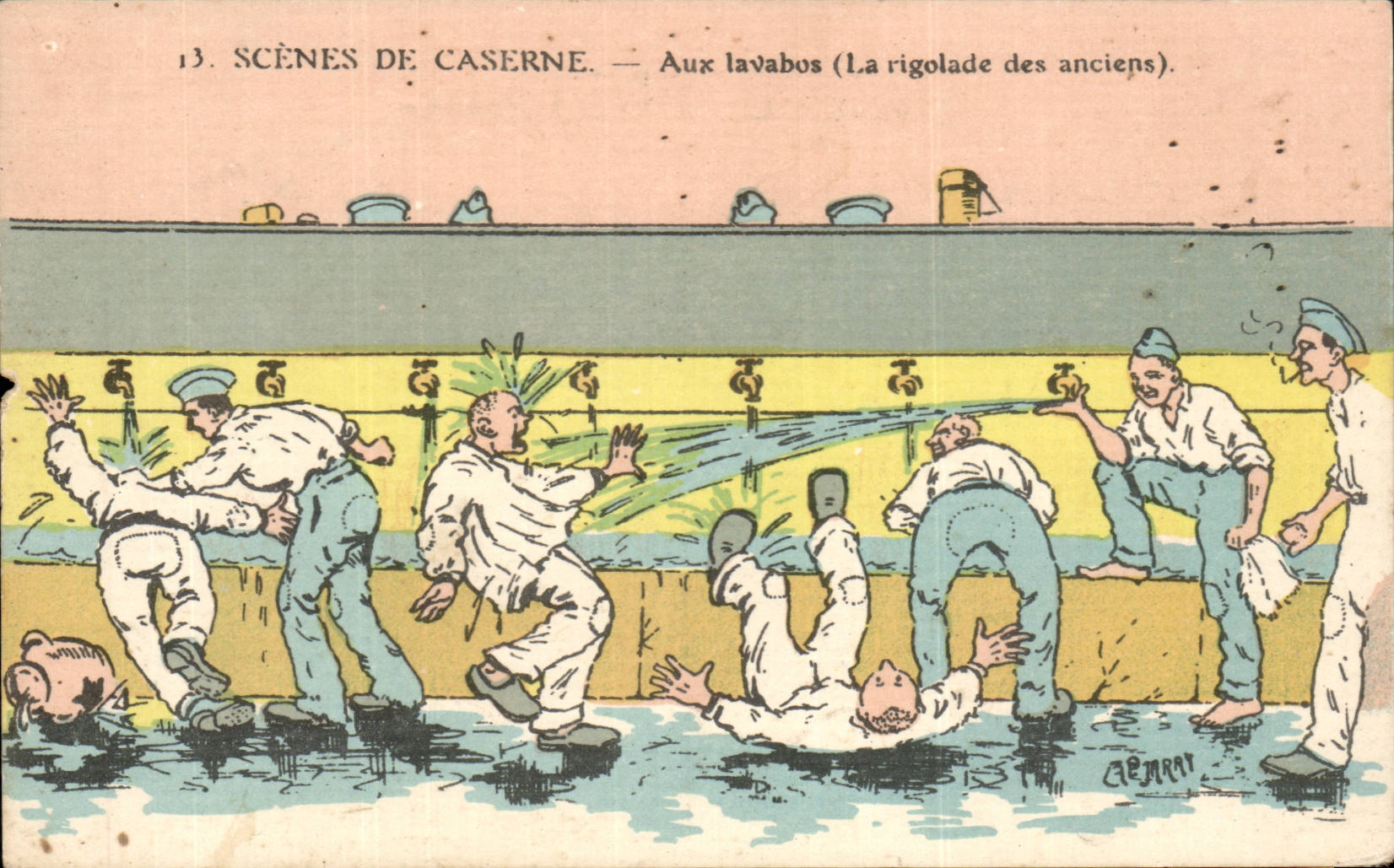 Scènes de caserne — Aux lavabos (La rigolade des anciens) — Gemrat