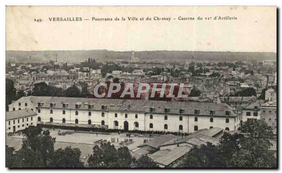 CPA Versailles Panorama de la ville et du Chesnay Caserne du 22eme d'artillerie