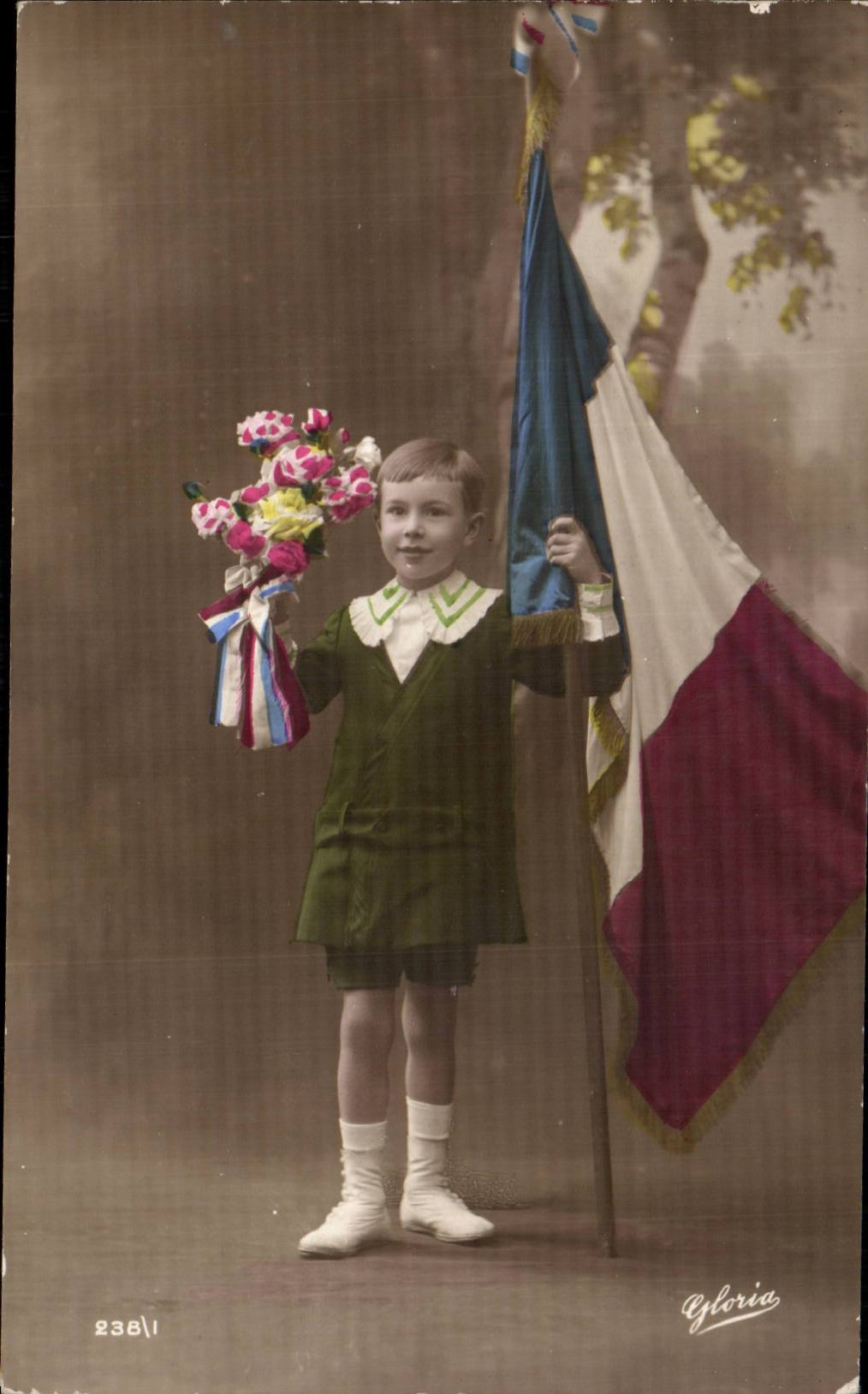 CPA FAntaisie Enfant Drapeau francais