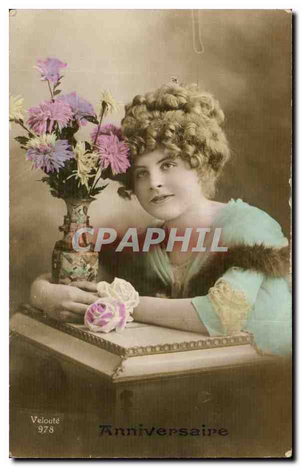 CPA FAntaisie Femme Anniversaire