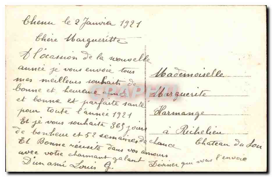 CPA FAntaisie Femme Bonne annee — Rückseite