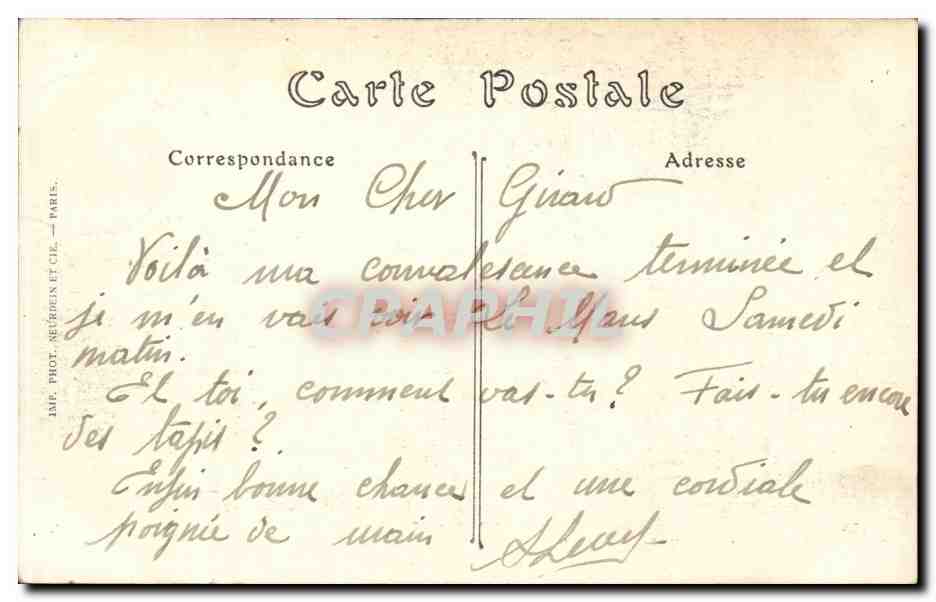 Chartres CPA Monument eleve a Pasteur en memoire des experiences sur la vaccination charbonneuse — Verso