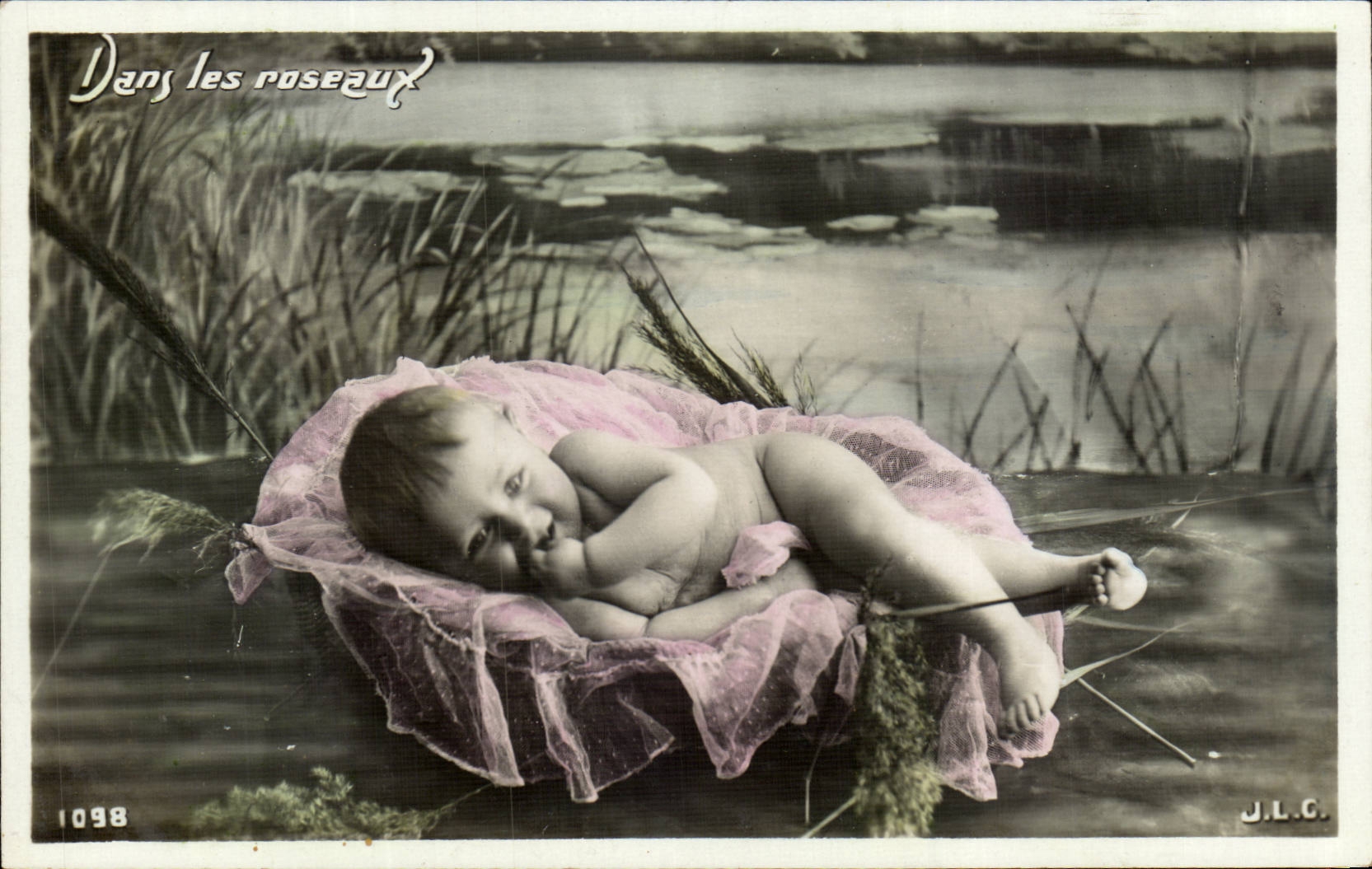 CPA Fantaisie Enfant Bebe Dans les roseaux