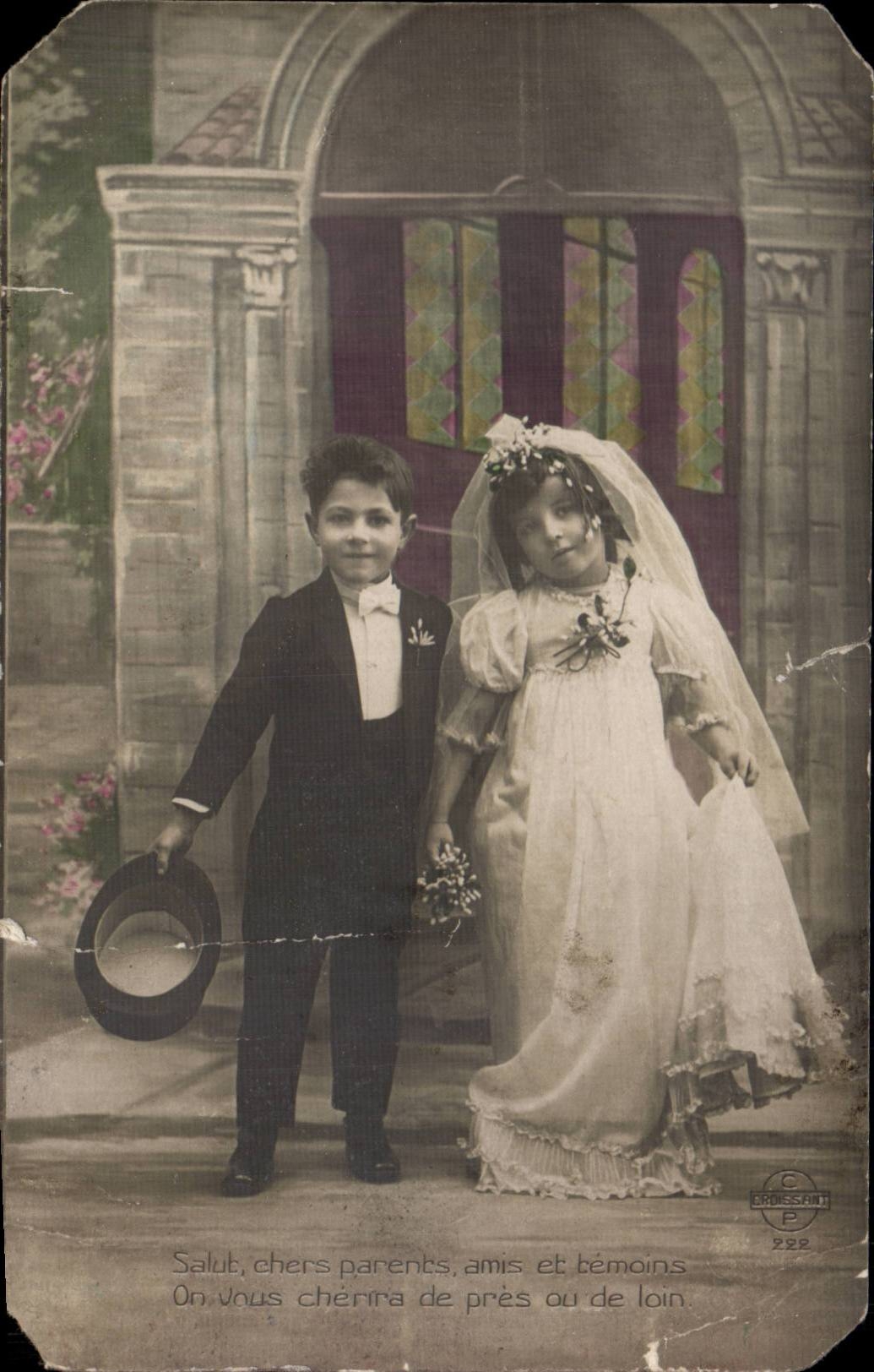 Jeune couple de mariage — enfants — éditeur CROISSANT, n° 222