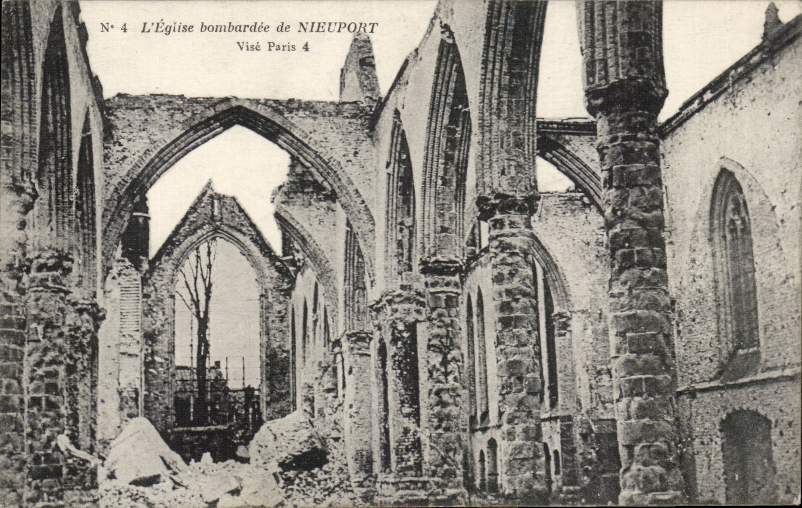 L'Église bombardée de NIEUPORT — N° 4 — éditeur A. Pottier, Paris