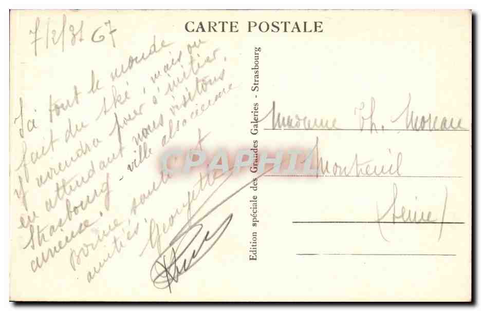 CPA Strasbourg Maison Kammerzell — Verso