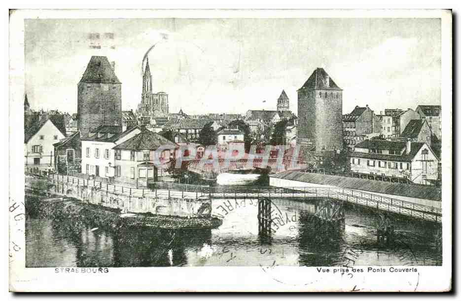 CPA Strasbourg Vue prise des ponts couverts