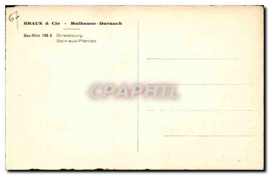 CPA Strasbourg Bain aux plantes — Verso