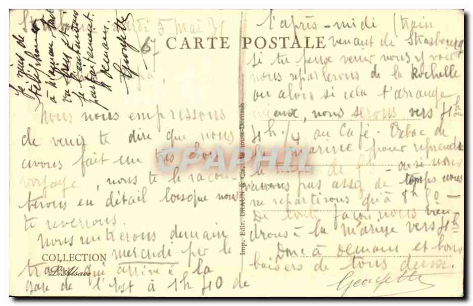 CPA Strasbourg Vue prise des trois ponts couverts — Verso
