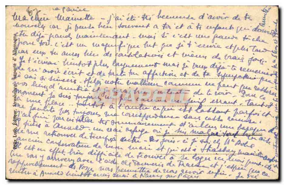 CPA Strasbourg L'orangerie — Verso