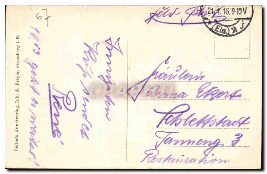 CPA Strasbourg Orangerie — Rückseite