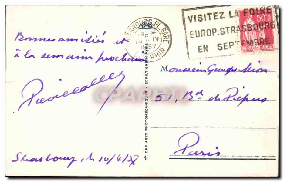CPA Strasbourg Vue generale — Verso