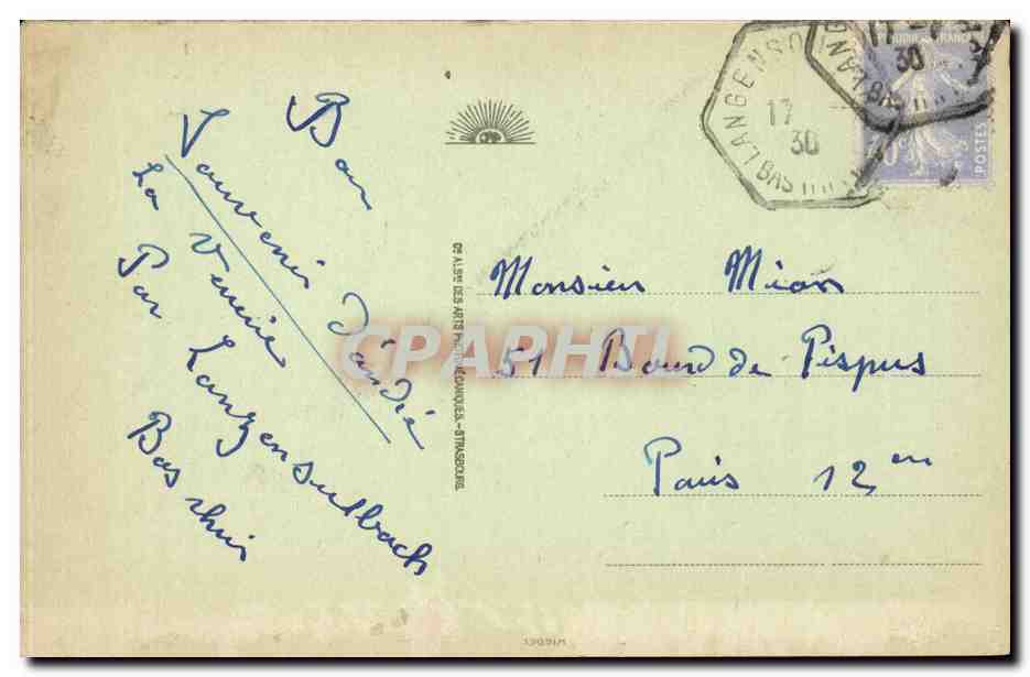 CPA Strasbourg Place Kleber — Verso