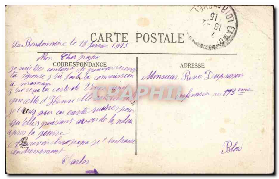 CPA Reims Partie de la facade de la cathedrale apres le sacrilege allemand — Verso