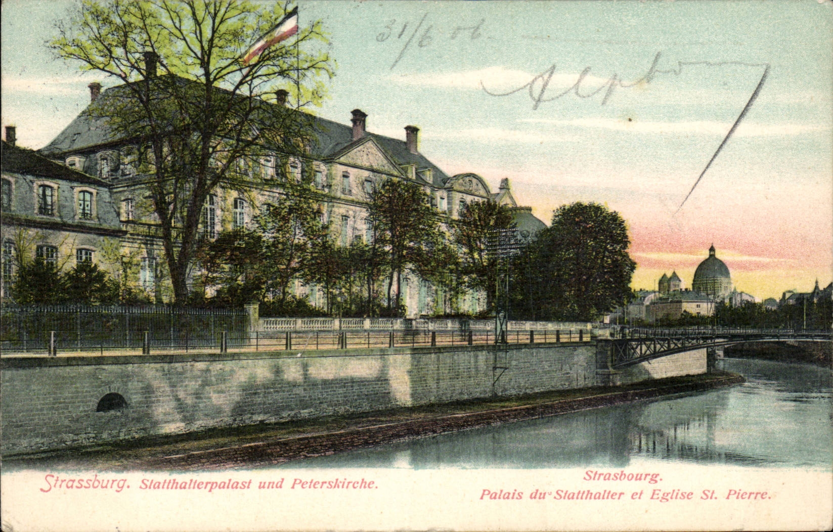 CPA Strasbourg Palais du Statthalter et l'eglise St Pierre