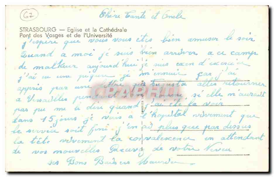 CPA Strasbourg Eglise et la cathedrale Pont des Vosges et de l'universite — Verso