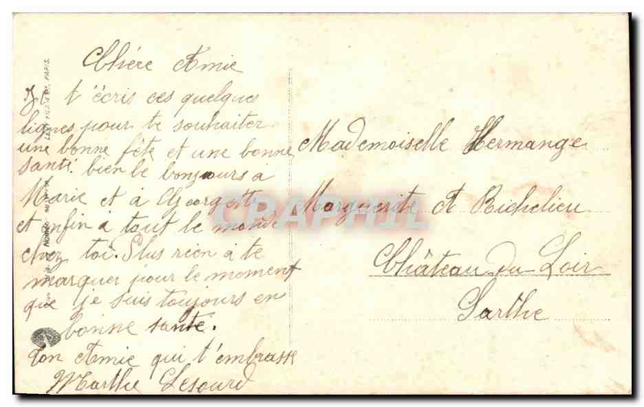 CPA Fantaisie Fleurs Langage de MArguerite Militaria  — Verso