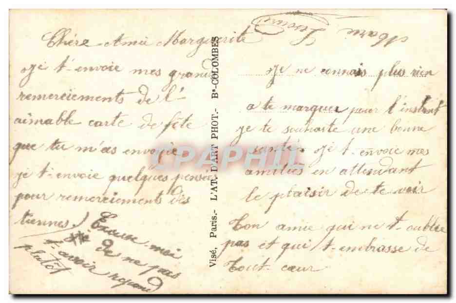 CPA Fantaisie Fleurs — Rückseite