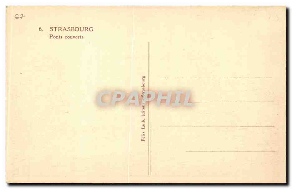 CPA Strasbourg Ponts couverts — Rückseite