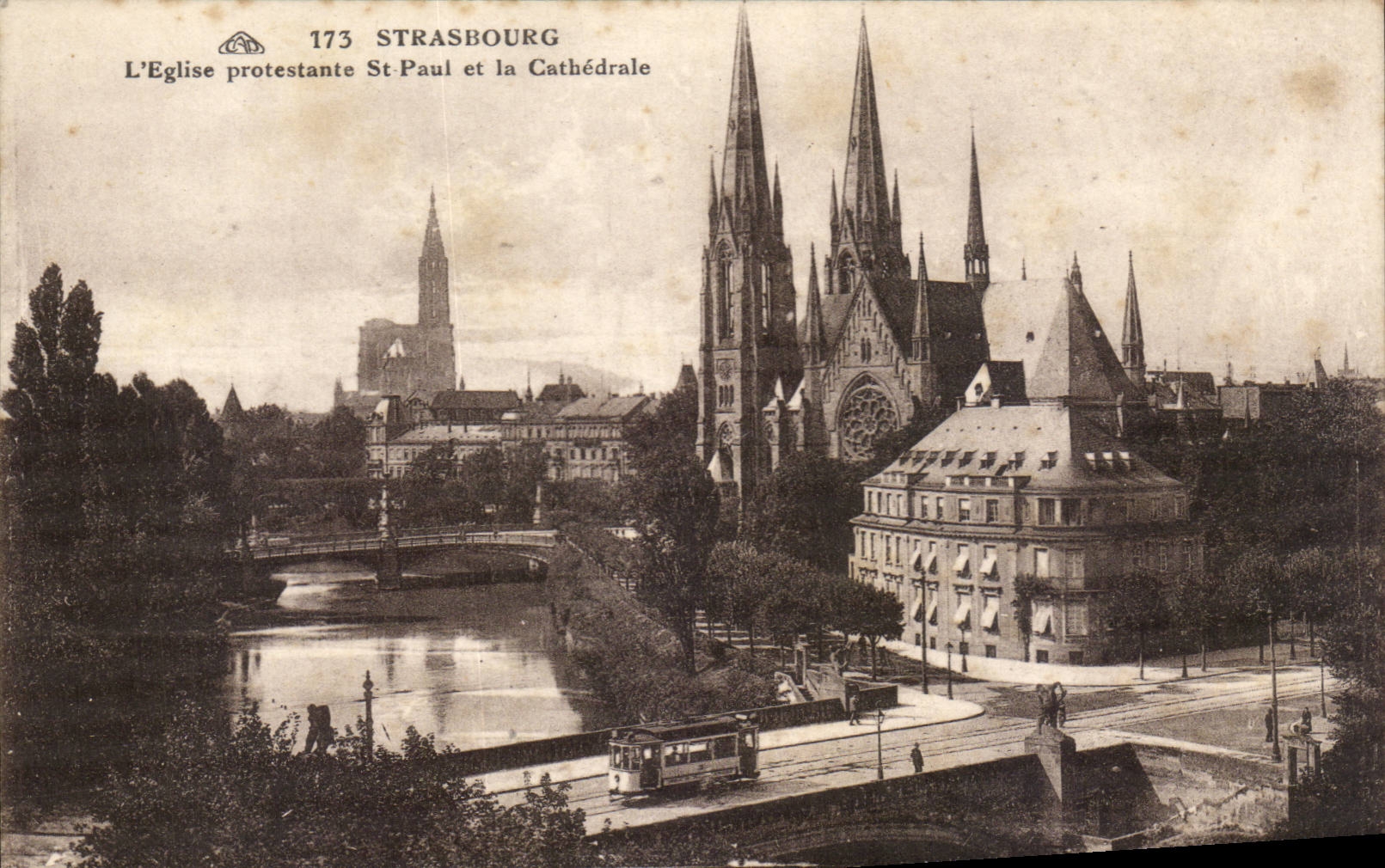 CPA Strasbourg Eglise prostestante St Paul et cathedrale