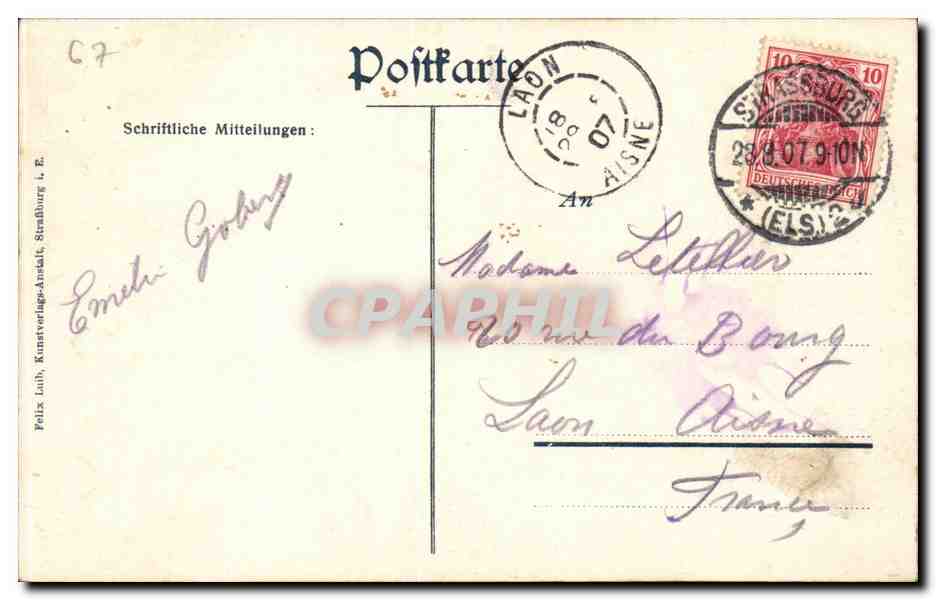 CPA Strasbourg CAthedrale — Verso