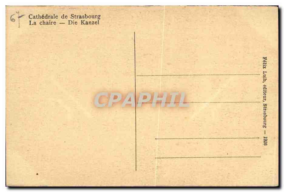 CPA Strasbourg La chaire — Verso