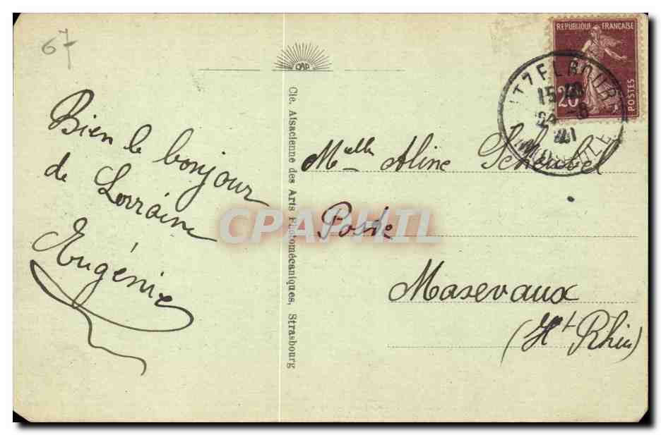 CPA Strasbourg Le palais des Rohans et la cathedrale — Verso