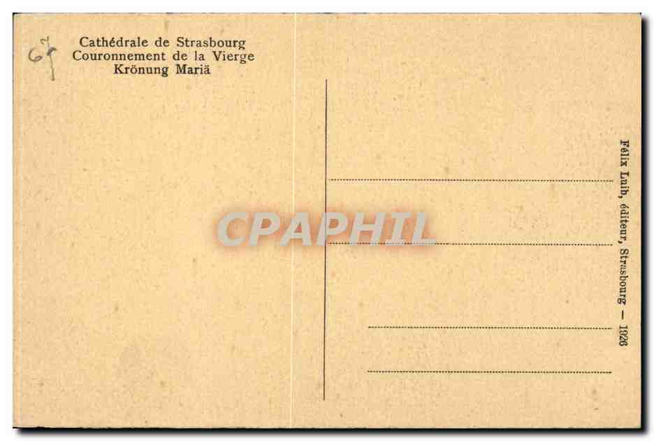 CPA Strasbourg Couronnement de la vierge Kronung maria — Verso